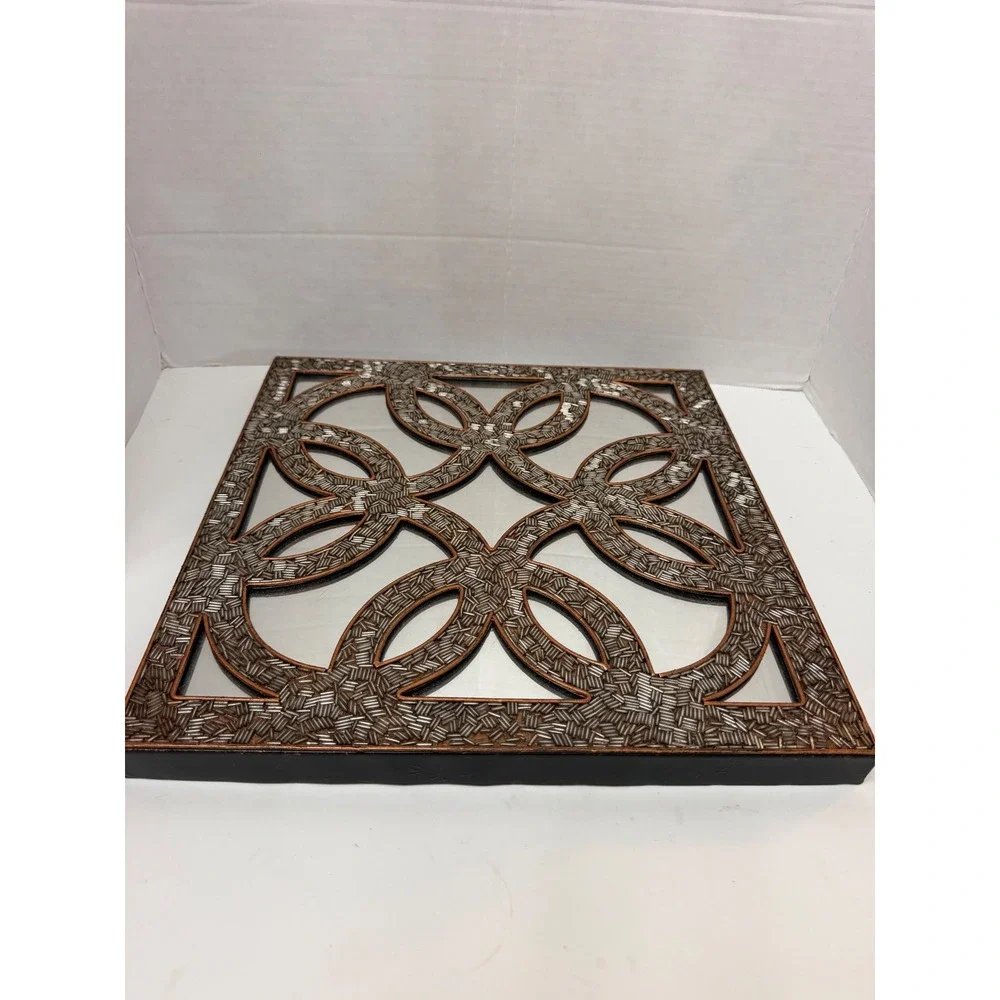 Pier 1 One Imports Mirror Square Seed Beaded Gold 14